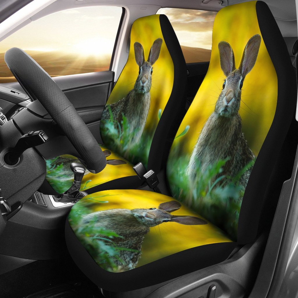 Rabbit Nature Art Print Car Seat Covers Set 2 Pc, Car Accessories Seat Cover