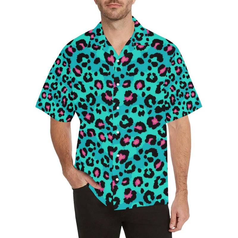 Green leopard skin print pattern Men’s All Over Print Hawaiian Shirt