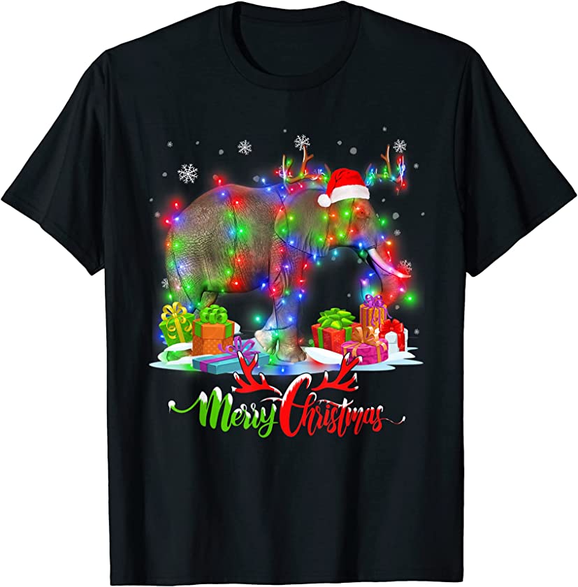 Funny Elephant Animal Merry Christmas Party Family Matching T-Shirt