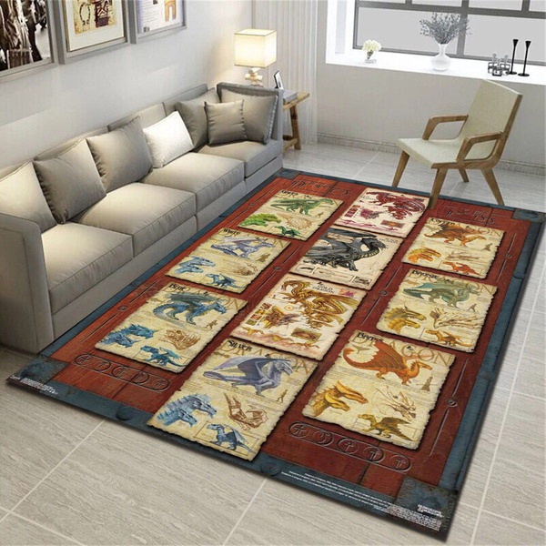 Dungeons And Dragons Dragon Grid Area Rug, Living Room Bedroom Carpet