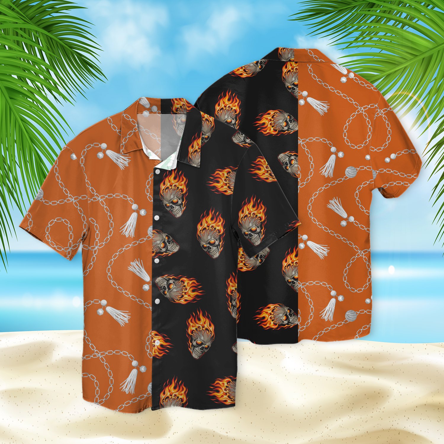 Skull Fire Chain Hawaii Shirt Ha80348