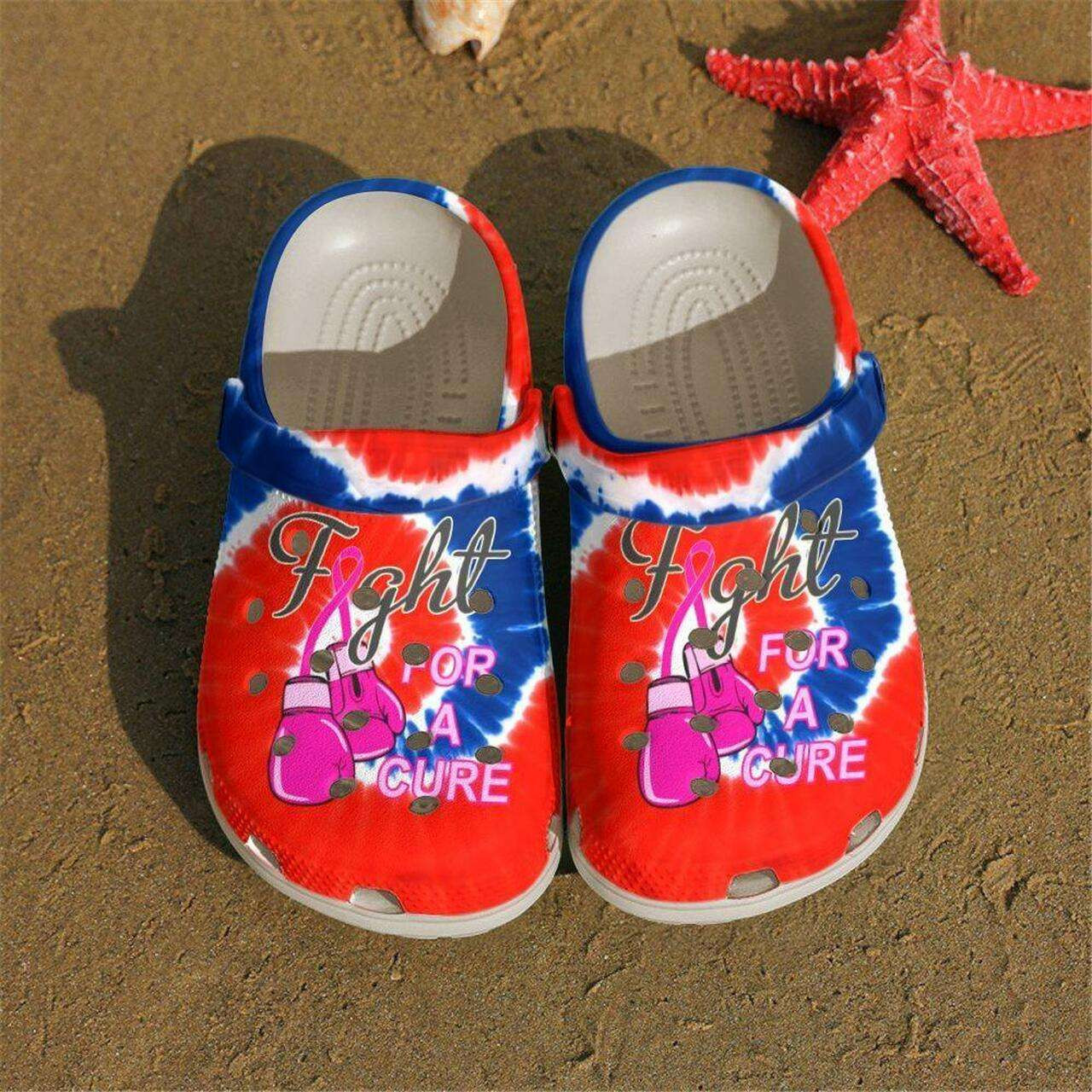 Breast Cancer Awareness Fight For A Cure Tie Dye Crocss Crocband Clog