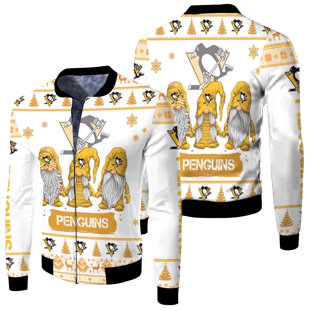 Christmas Gnomes Pittsburgh Penguins Ugly Sweatshirt Christmas 3D Fleece Bomber Jacket