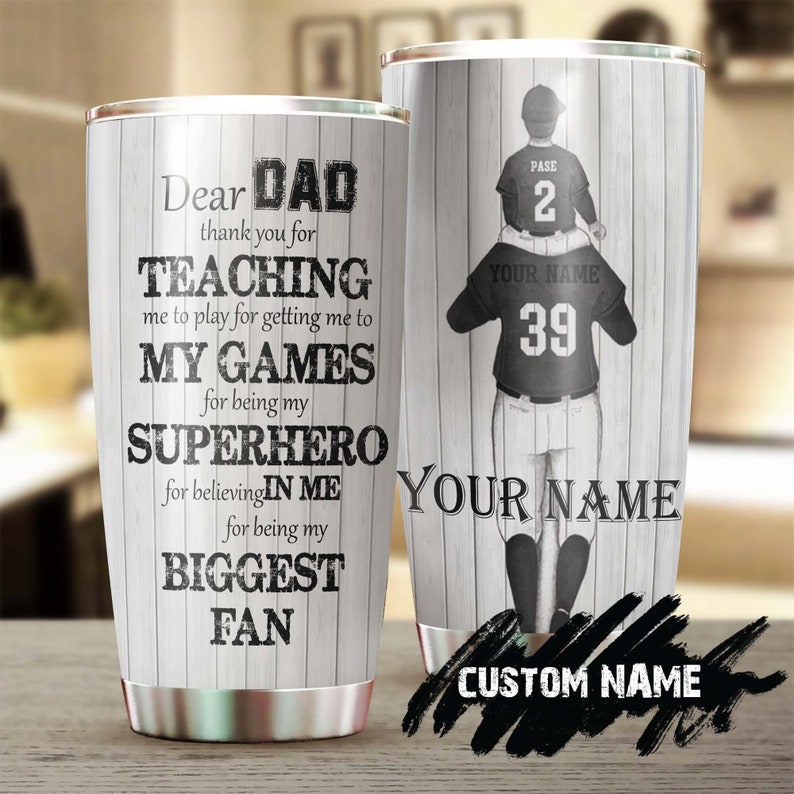 Baseball Dad Thank You My Biggest Fan Superhero Personalized Tumbler-Birthday Christmas Gift Father’S Day Gift For Baseball Dad From Son