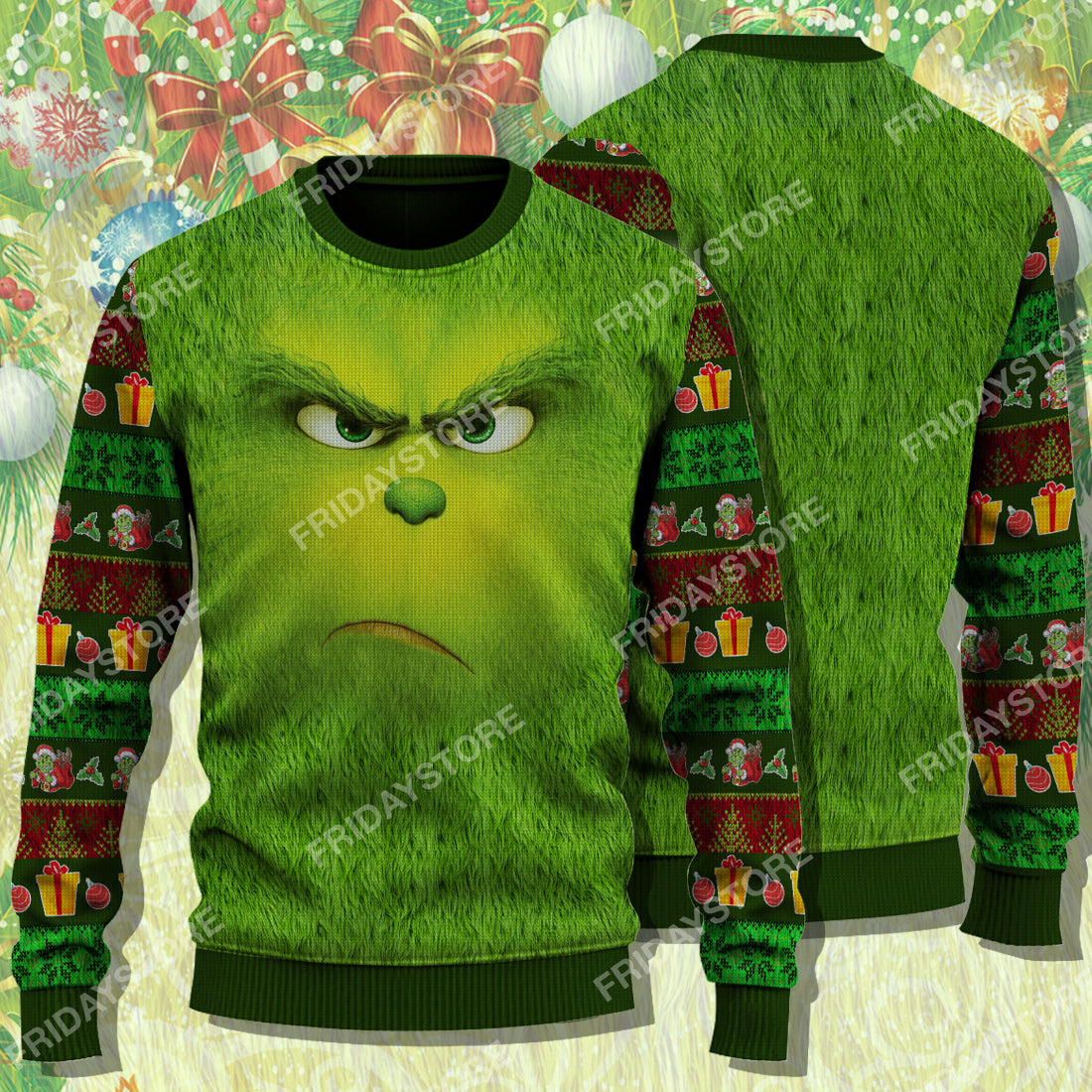 Unifinz Grinch Ugly Sweater The G Stolen Christmas Face 3D Sweater High Quality Grinch Sweater 2022