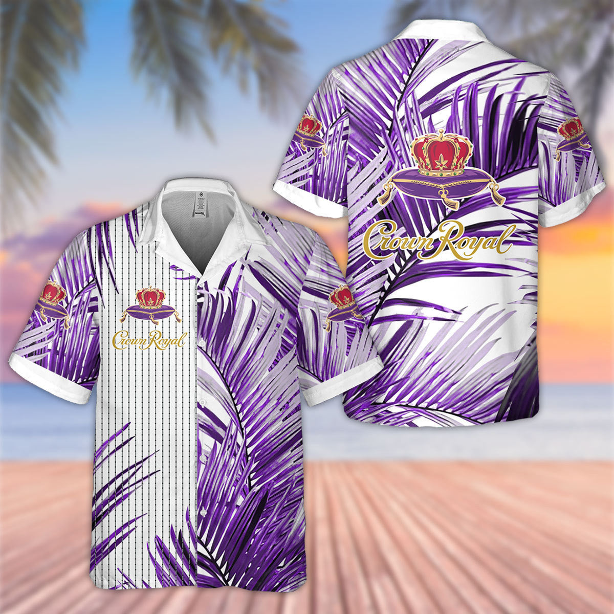 Crown Royal Purple Palm Leaves Hawaii Shirt Ha85390