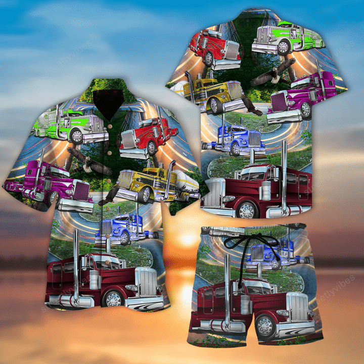 Trucker All Over Printed Hawaii Shirt And Shorts Ha74486