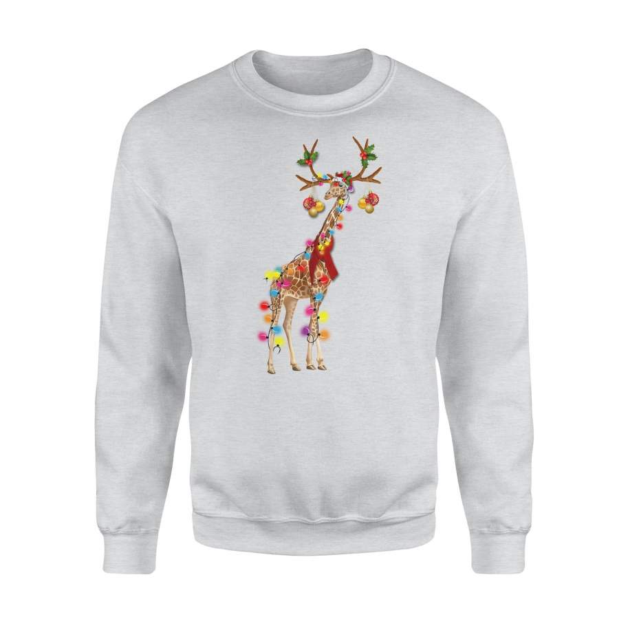 Giraffe Gorgeous Reindeer Christmas Hat Red Scarf Funny Merry Christmas Light Xmas Sweatshirt T shirt Christmas Gift Ideas