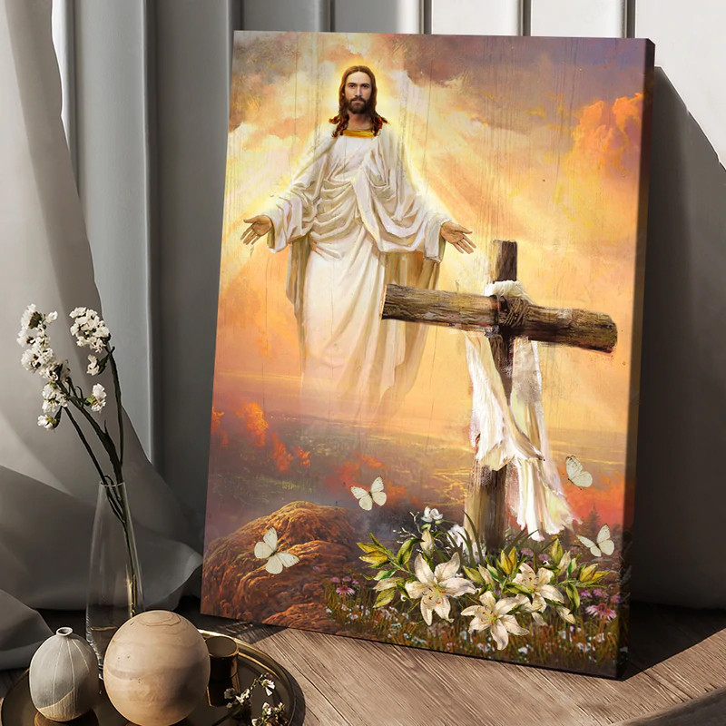 Jesus – Lily Flower, Sunset, In The Sky Canvas And Poster 228