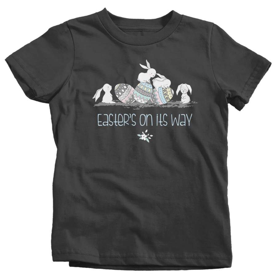 Kids Easter Shirt Easter Bunny T-Shirts Hipster Cute Bunnies Easter’s On Its Way TShirt Easter Tee Shirt Toddler Baby