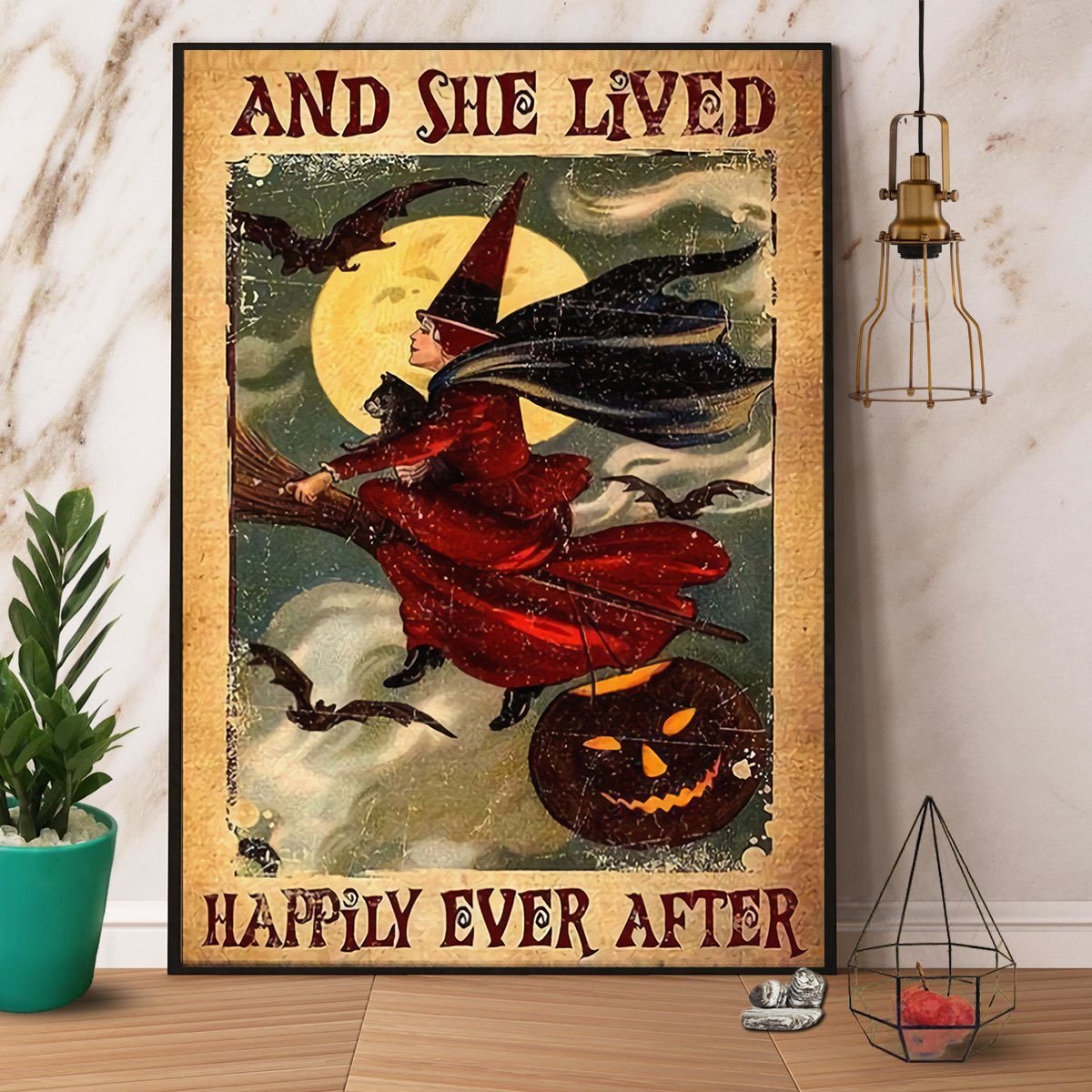 Witch And She Lived Happily Ever After Happy Halloween  Poster No Frame Matte Canvas