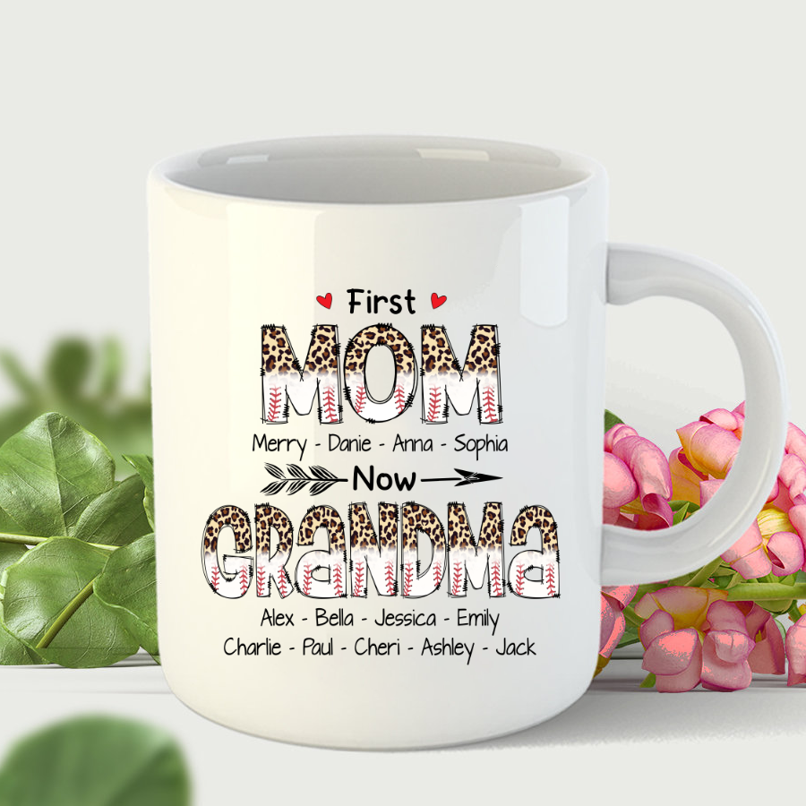 First Mom Now Grandma Leopard Letter Mug