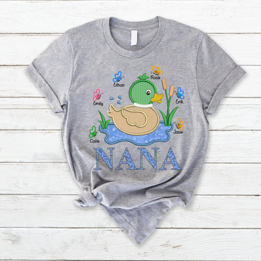 Personalized Nana And Grandkids Mallard Butterfly T-Shirt