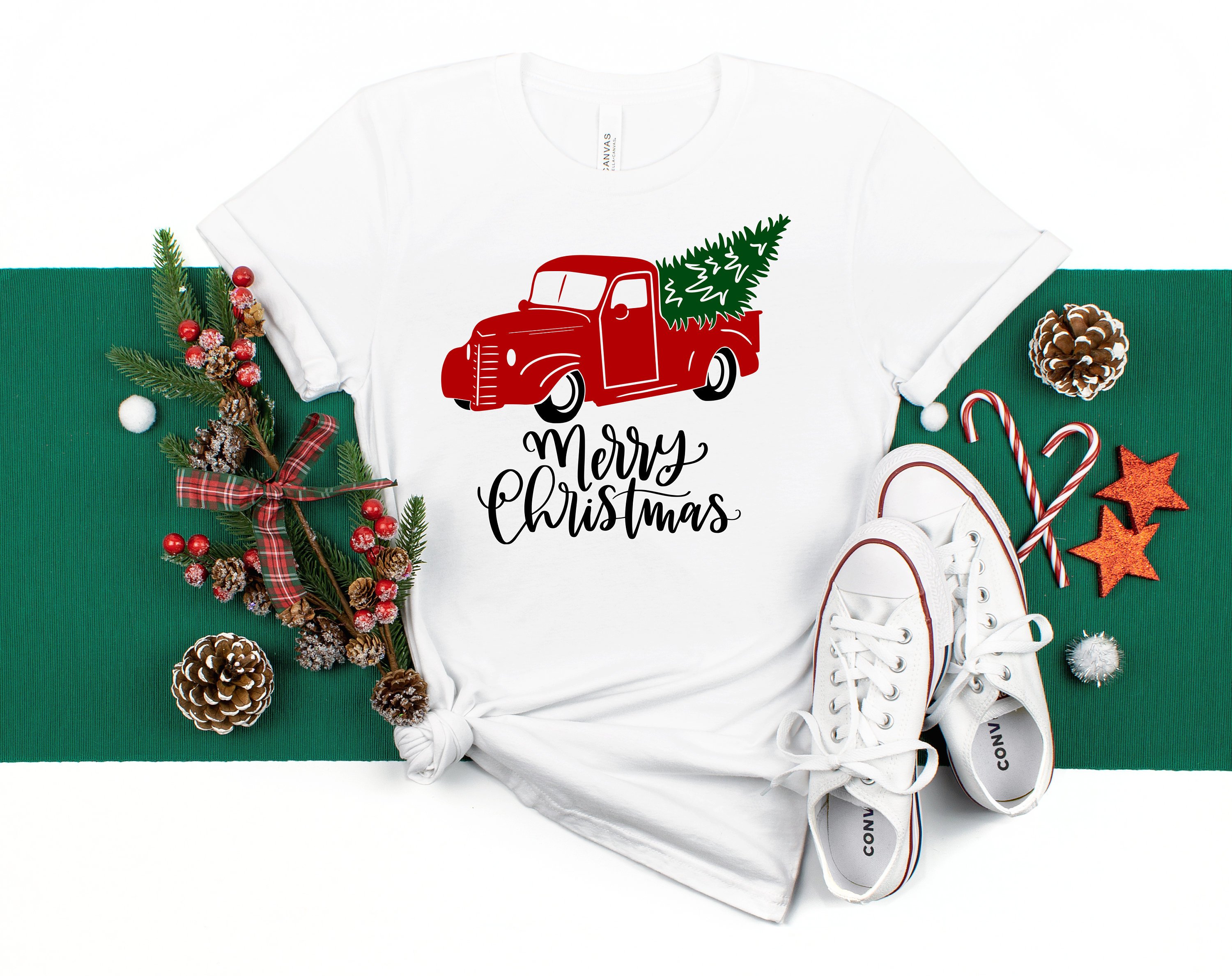 Merry Christmas Shirt, Christmas Old Red Truck Shirt, Christmas Tree Farm Shirt ,Family Christmas Shirt