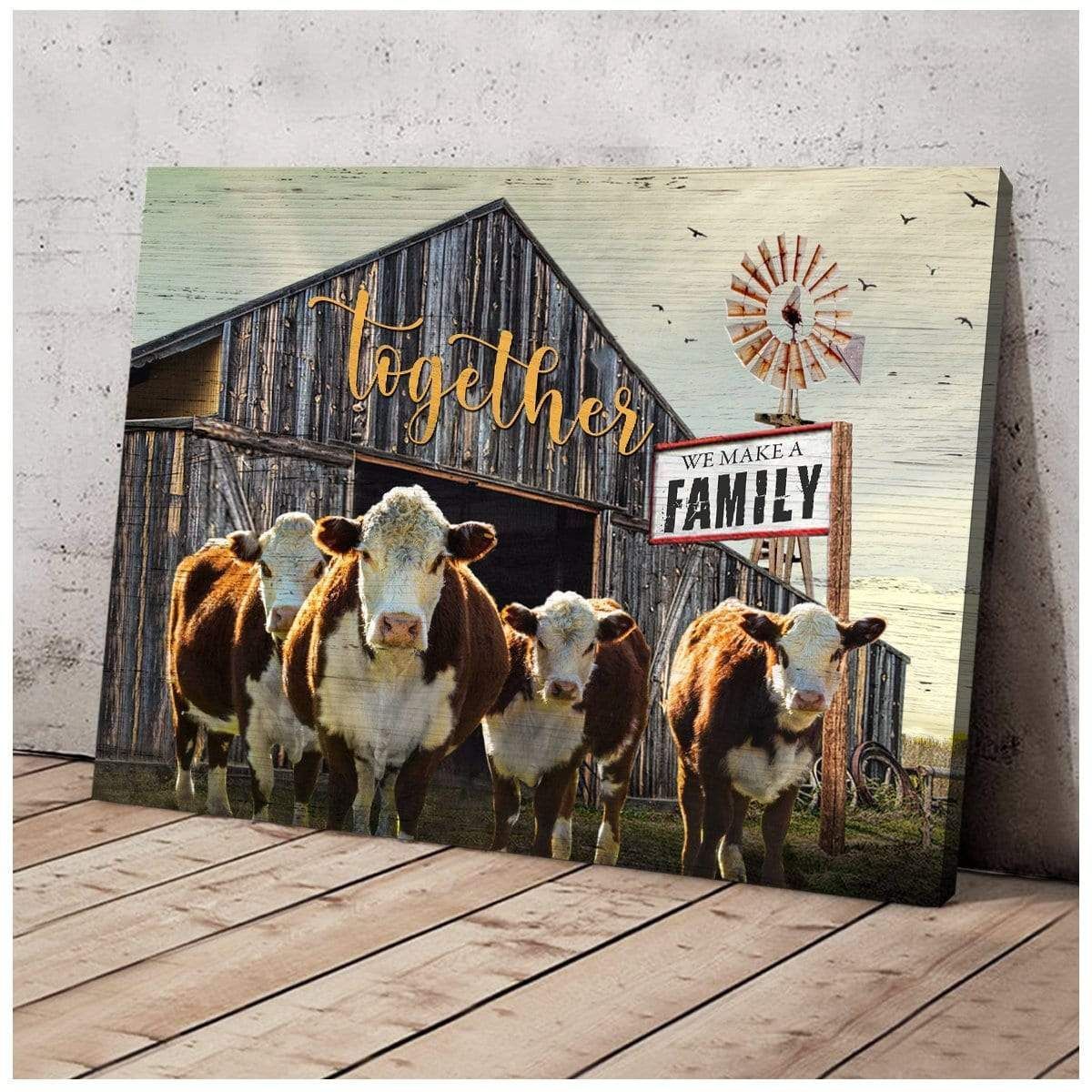 Canvas – Cow- Together Gift For Family, Wall Art Decor, Canvas Print, Home Decor