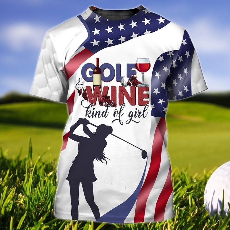 3D All Over Printed Golf And Wine T Shirt, Women Golf Shirt, Golf Shirt For Her