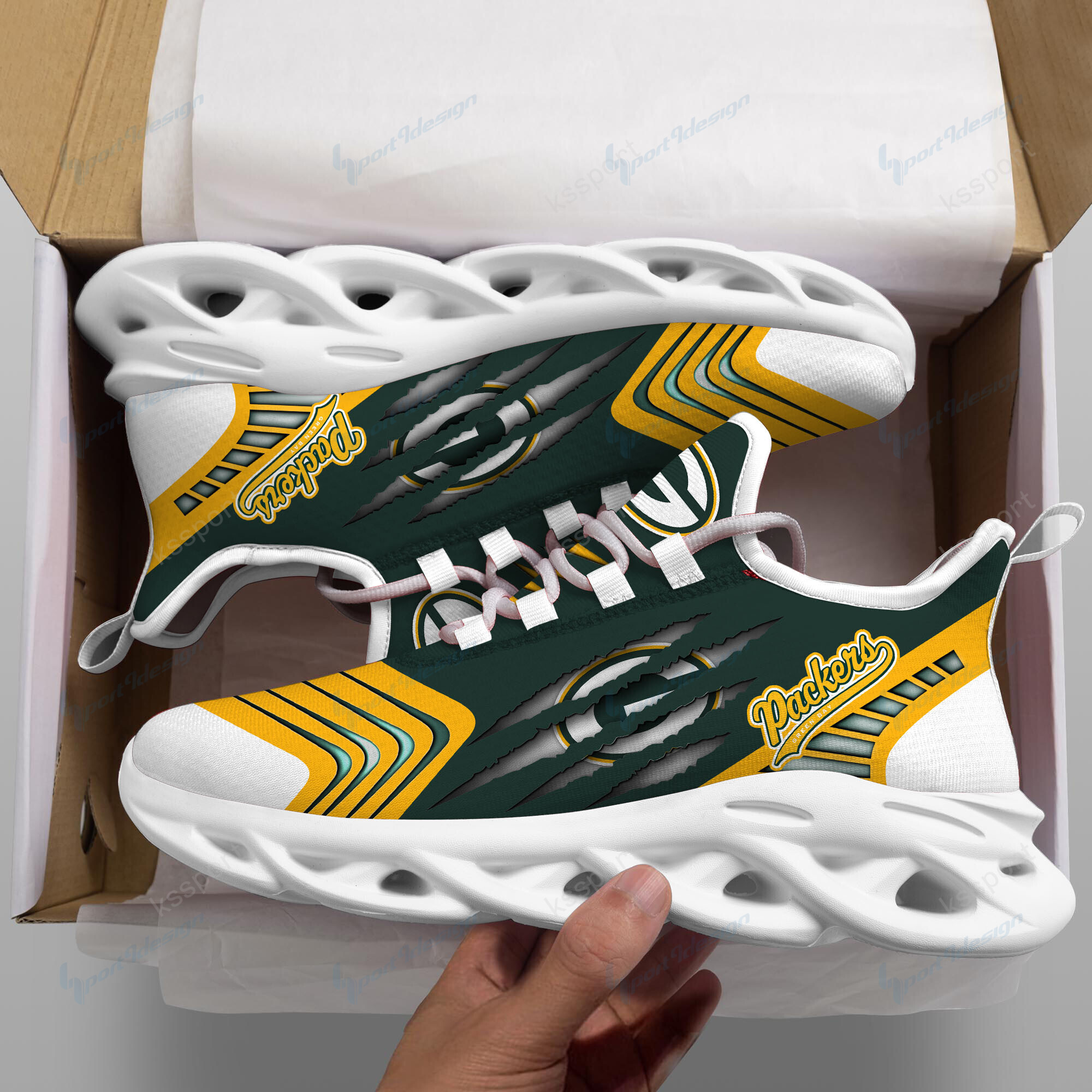 Green Bay Packers Yezy Running Sneakers Bb414