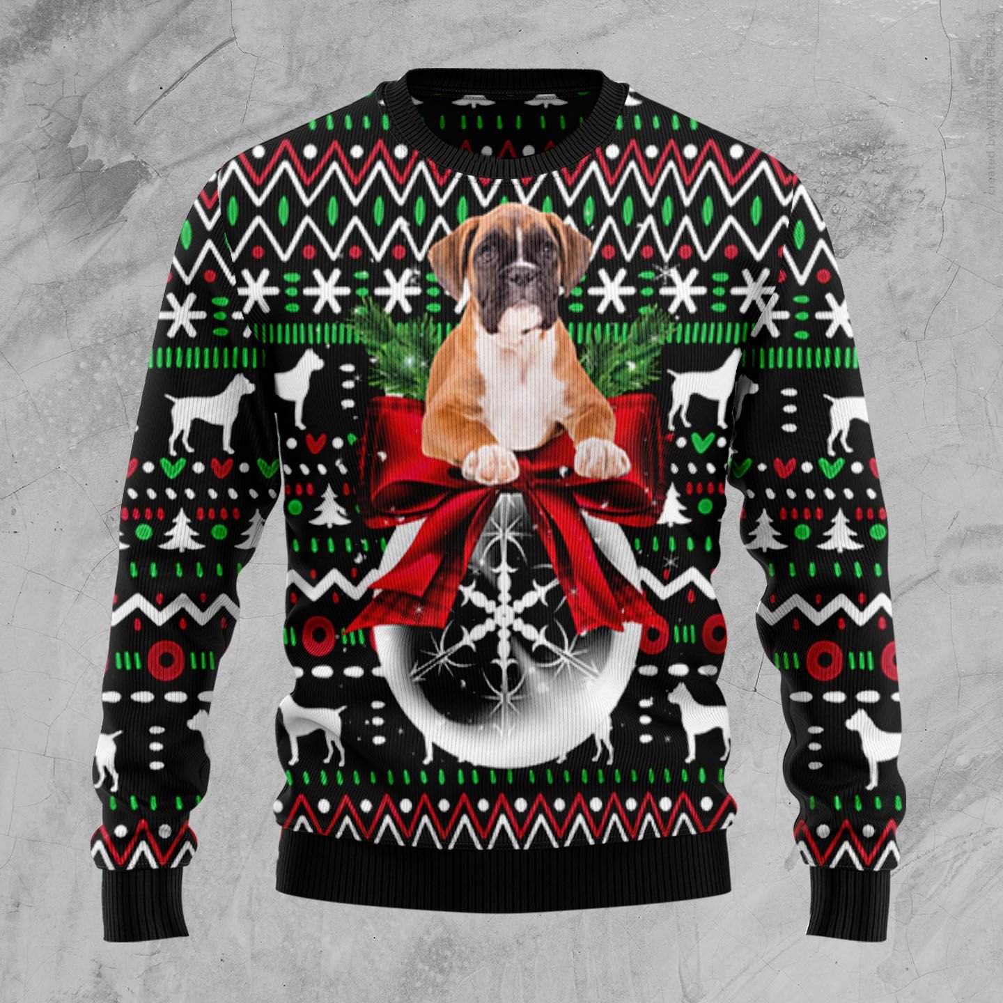 Boxer Xmas Ball Ugly Christmas Sweater | For Men & Women | Adult | Us5095