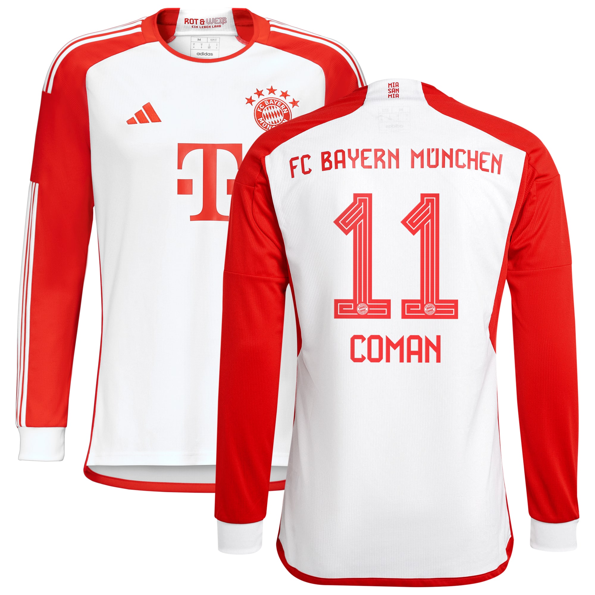 Kingsley Coman Bayern Munich 2023/24 Home Replica Long Sleeve Jersey – White