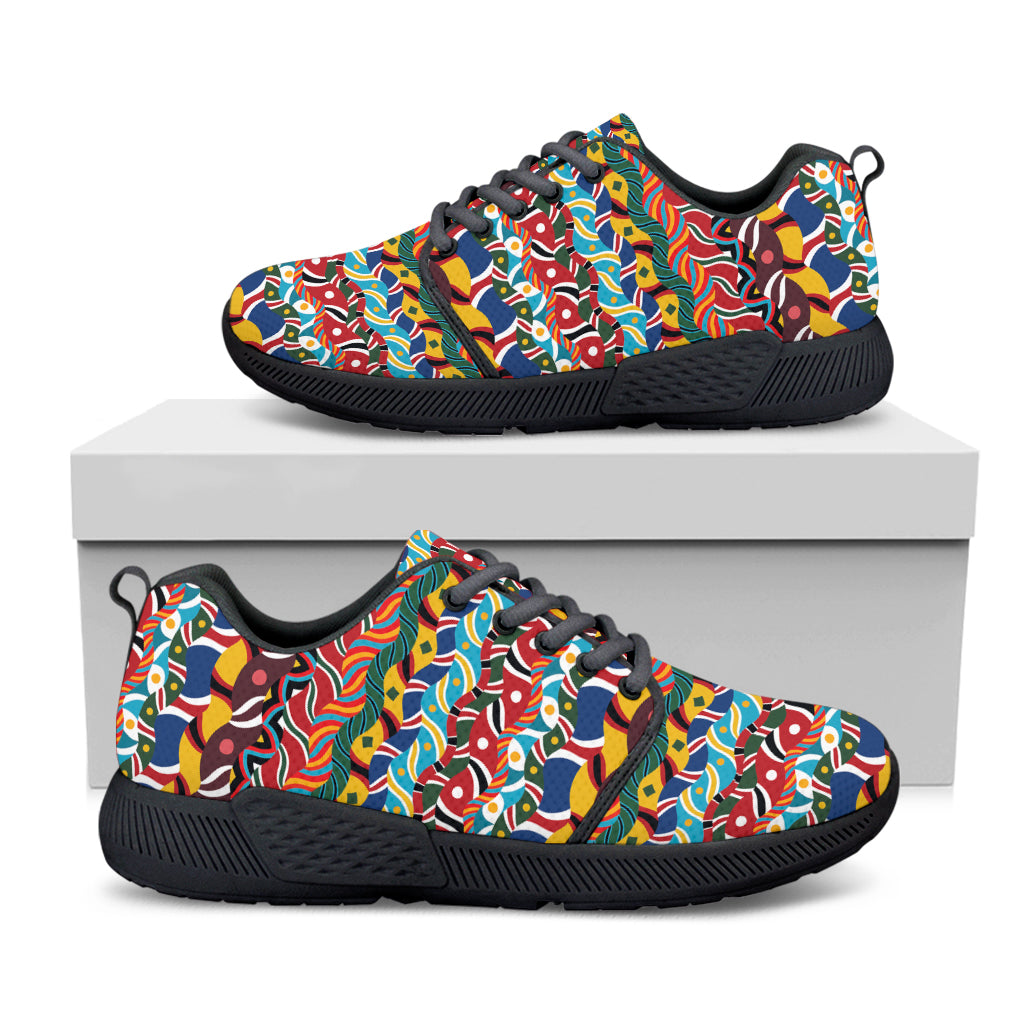 Afro African Ethnic Pattern Print Black Athletic Shoes