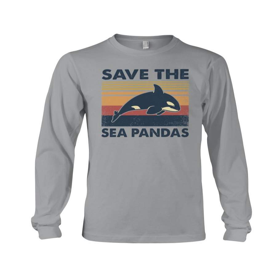 Save The Sea Pandas Unique Custom Design For Animal Lovers Unisex Long Sleeve