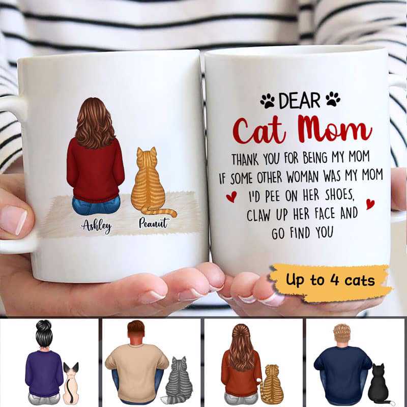 Dear Cat Mom Dad Back View Personalized Mug