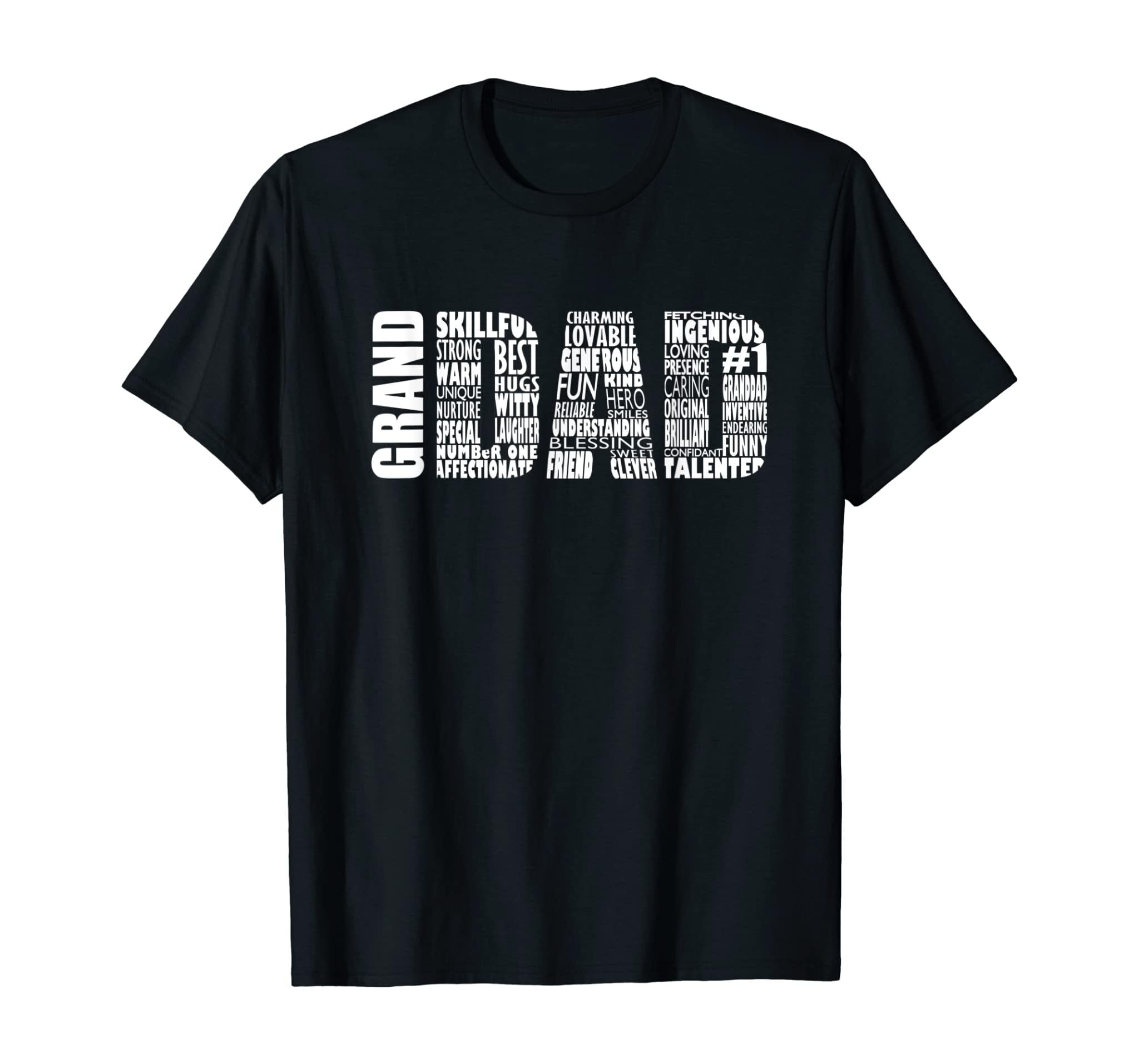 Mens Granddad Grandpa T-Shirt Word Cloud Fathers Day Gift