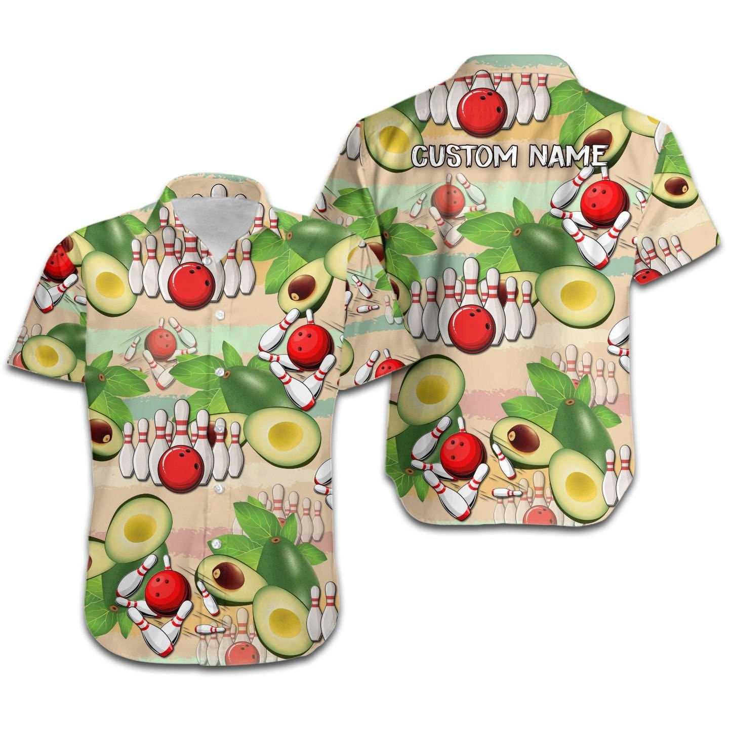 Hawaii Aloha Shirts Bowling Tropical Avocado Custom Name Ha4602