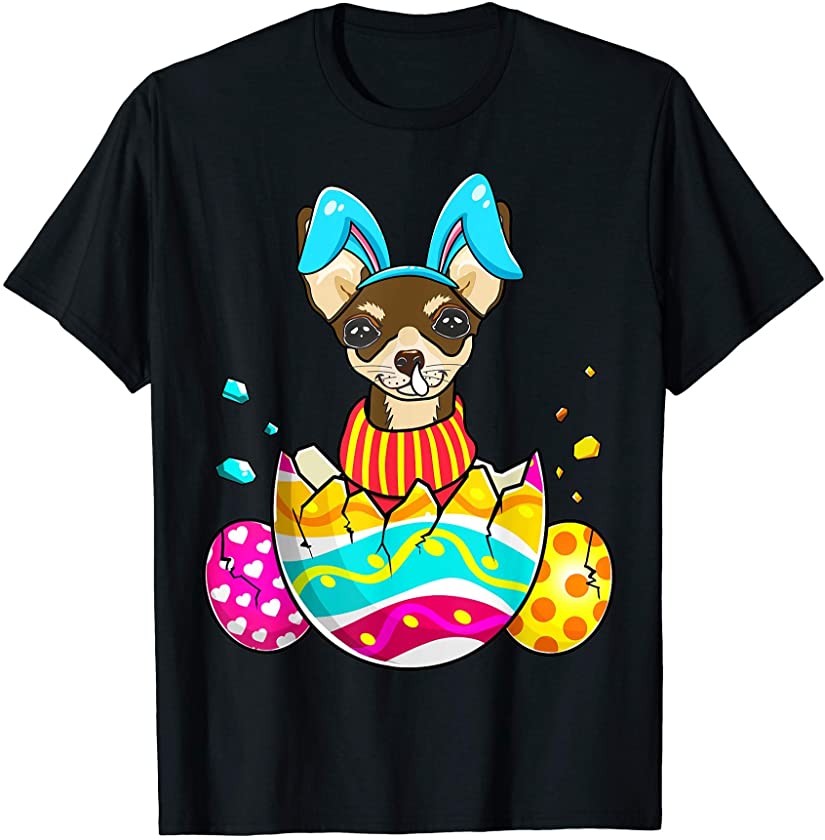 Chihuahua Bunny Ears Eggs Easter Day Gift Mens Womens Kids T-Shirt