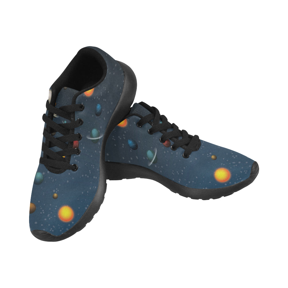 Planet Pattern Black Sneakers for Women