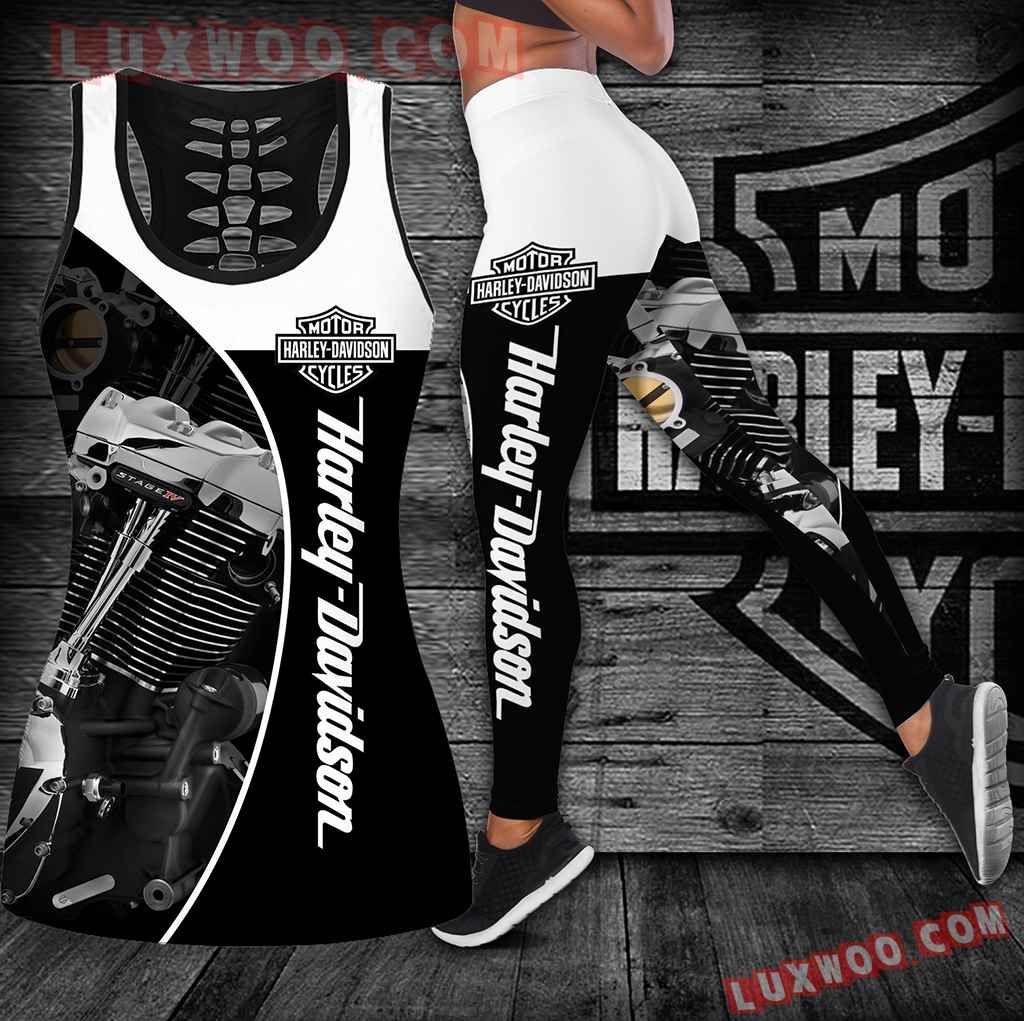 Combo Harley Davidson Hollow Tanktop Legging Set Outfit K1844