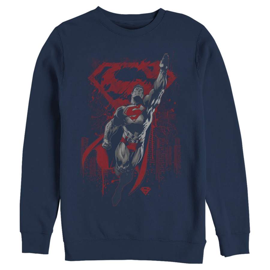 Superman Men’s Grunge Hero Flight  Sweatshirt