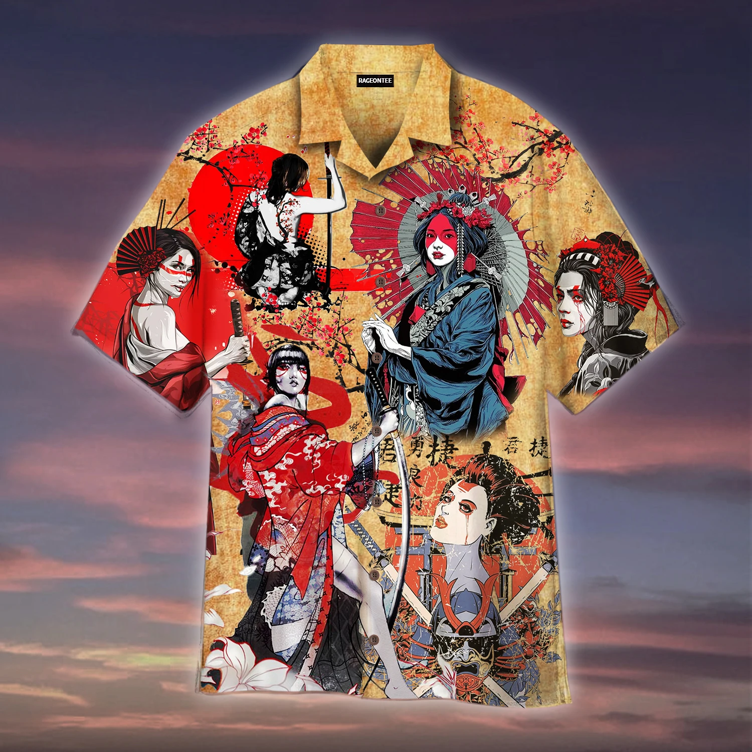 Beautiful Samurai Girls Vintage Unisex Hawaii Shirts Ha111563