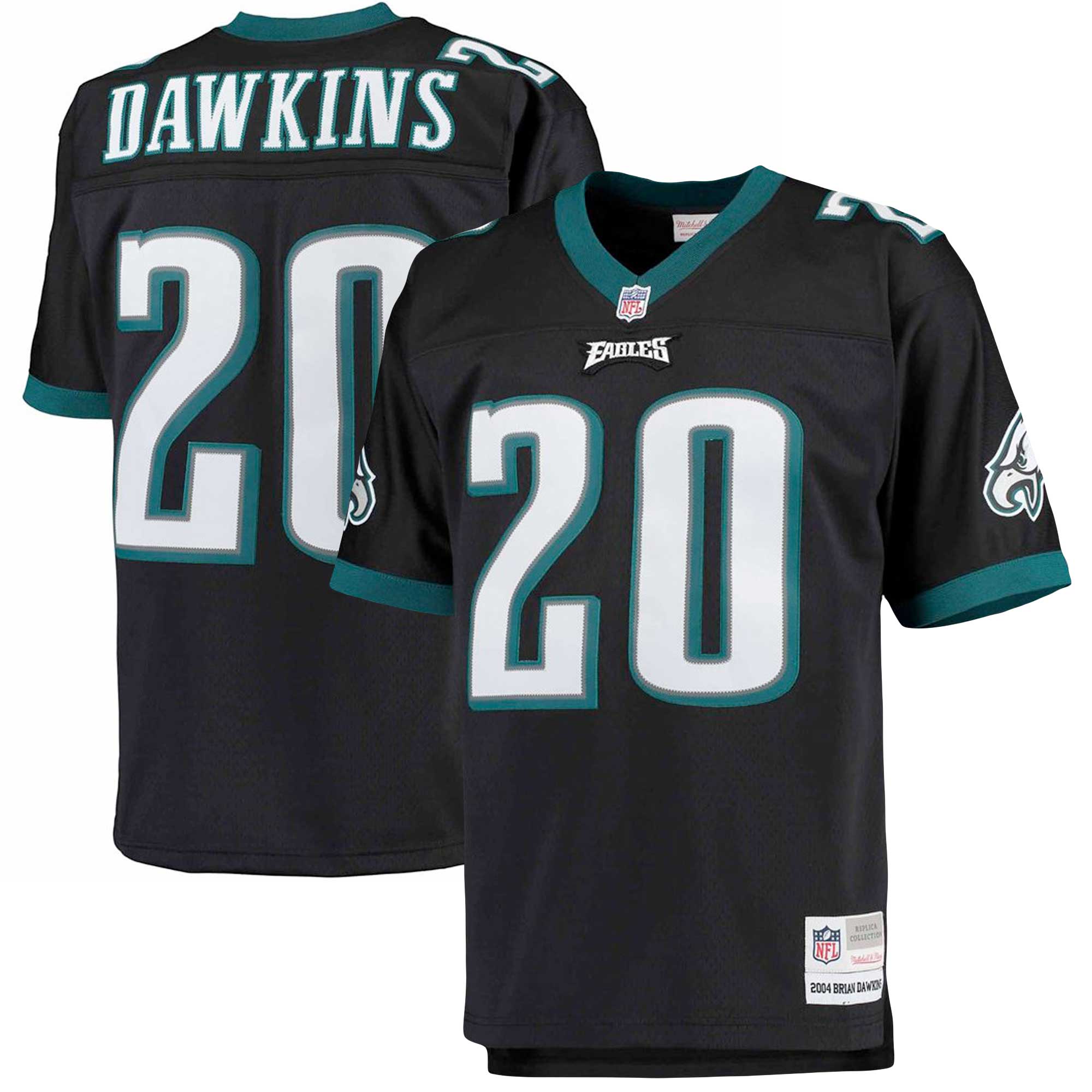 Brian Dawkins Philadelphia Eagles Mitchell & Ness Big & Tall 2004 Retired Player Replica Jersey – Black