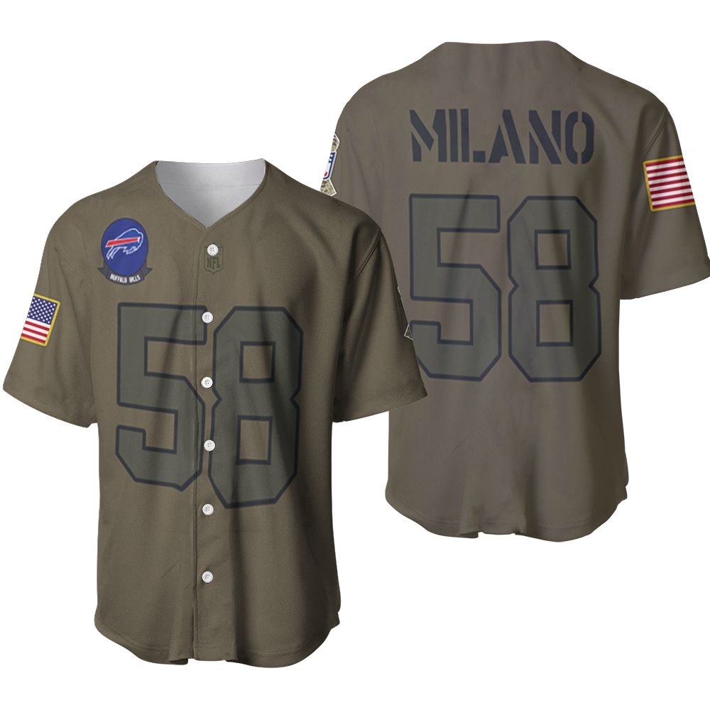 Buffalo Bills Matt Milano #58 NFL Great Player Camo 2019 Salute To Service Custom 3D Designed Allover Custom Gift For Bills Fans Baseball Jersey