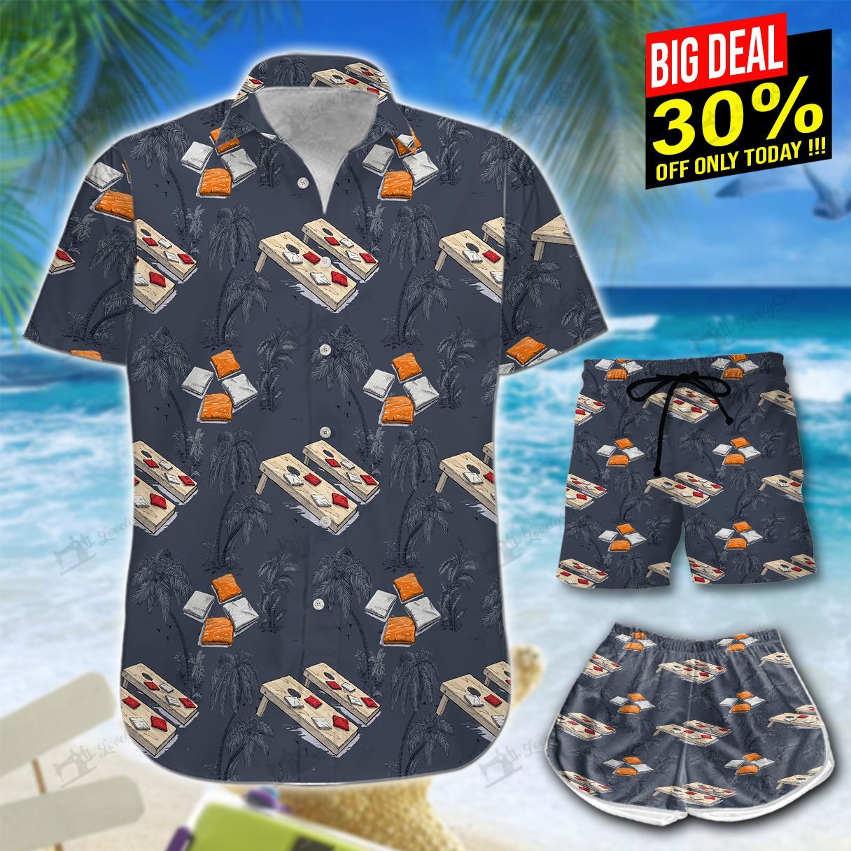 Cornhole Dark Tree Hawaiian Shirt Shorts Ha14287