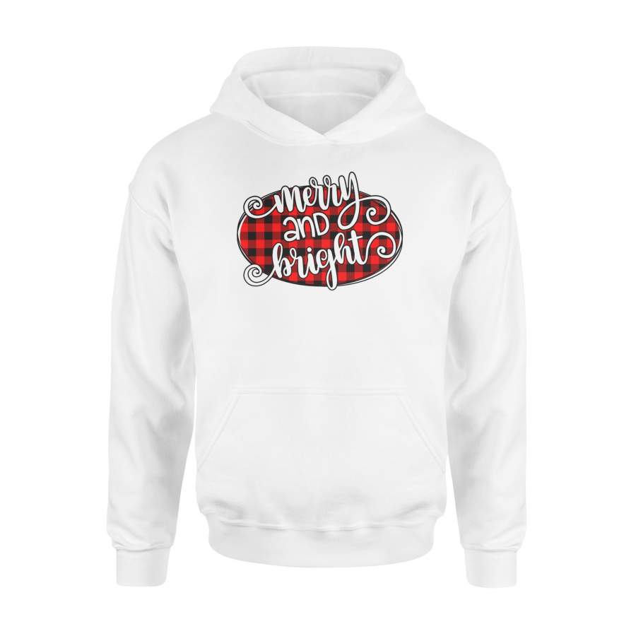 Merry And Bright Christmas Red Plaid Vintage Gift For Friend Family Custom Shirt Hoodie