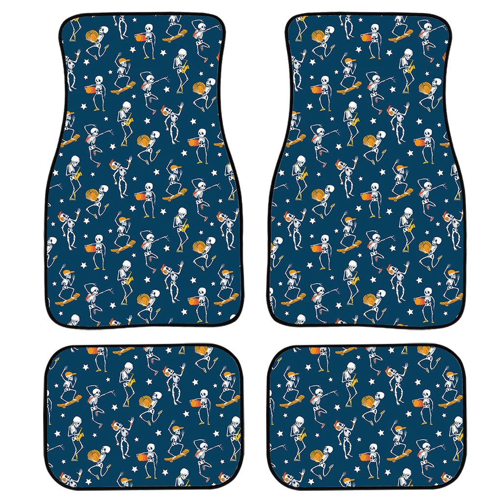 Funny Skeleton Party Pattern Print Front And Back Car Floor Mats, Front Car Mat