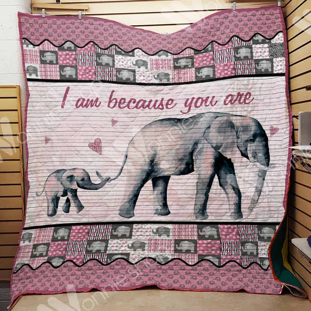 Elephant Walking  I Am Because You Are  Quilt Blanket