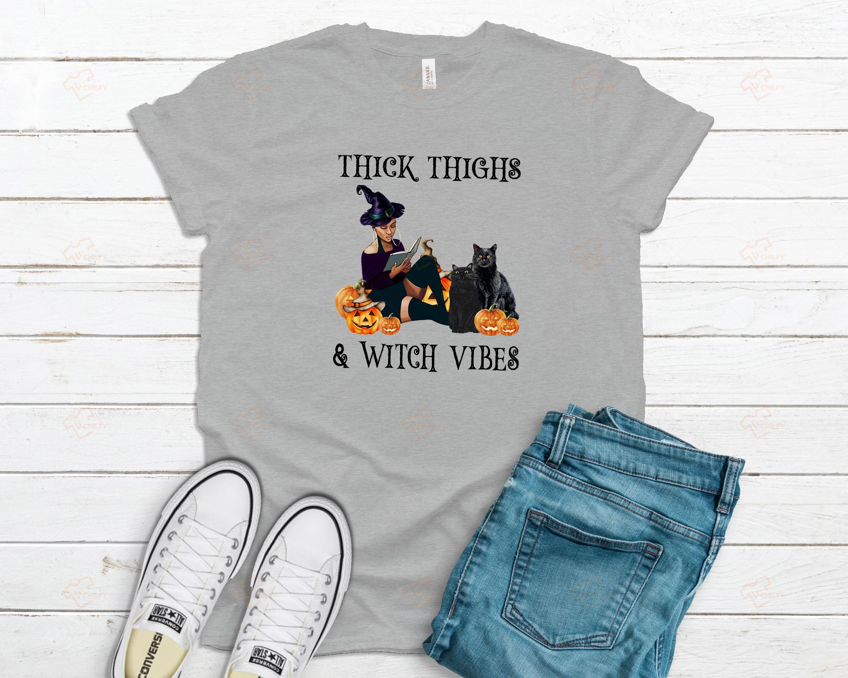 Thick thighs and witch vibes shirt, Afro girl shirt, Black girl shirt