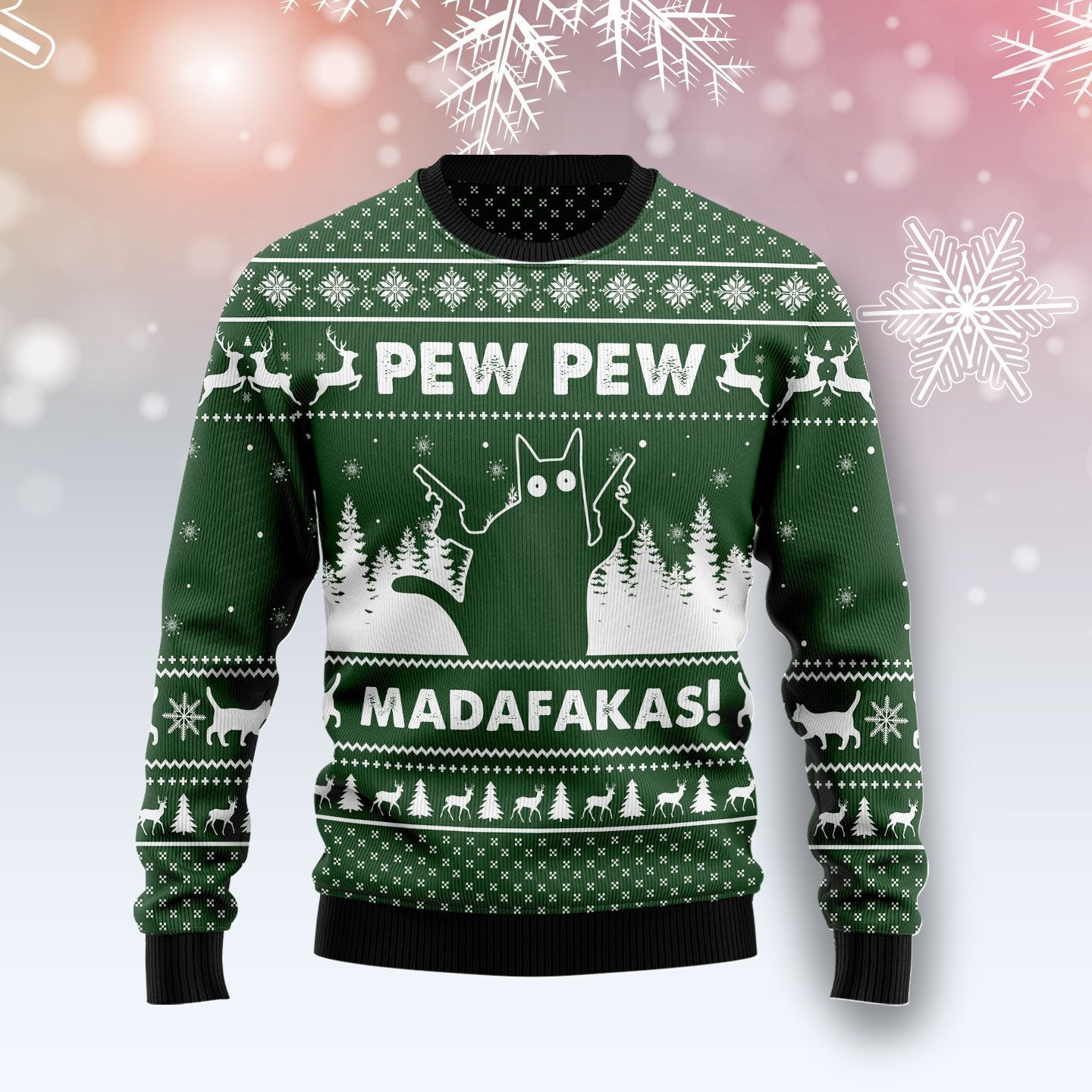 Cat Pew Pew Madafakas Ugly Christmas Sweater | For Men & Women | Adult | Us6076