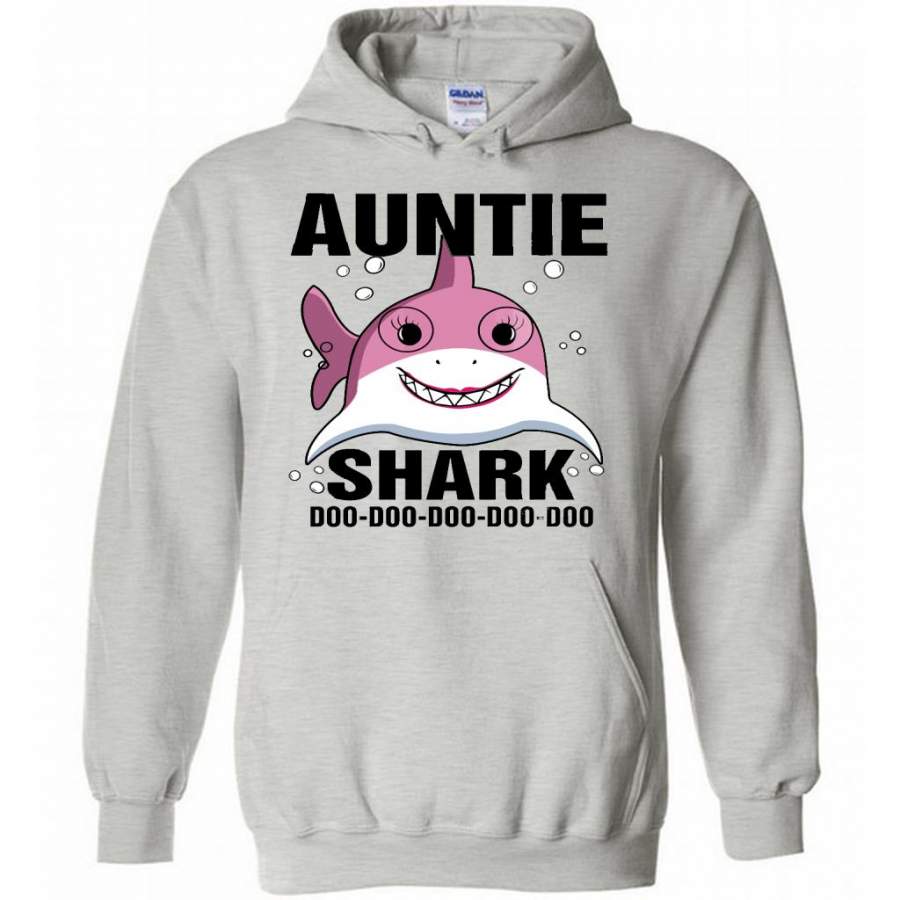 Auntie Shark Doo Doo Doo Doo Doo Doo (w) – Gildan Heavy Blend Hoodie