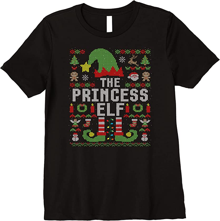 Womens The Princess Elf Ugly Christmas Matching Family Group Premium T-Shirt