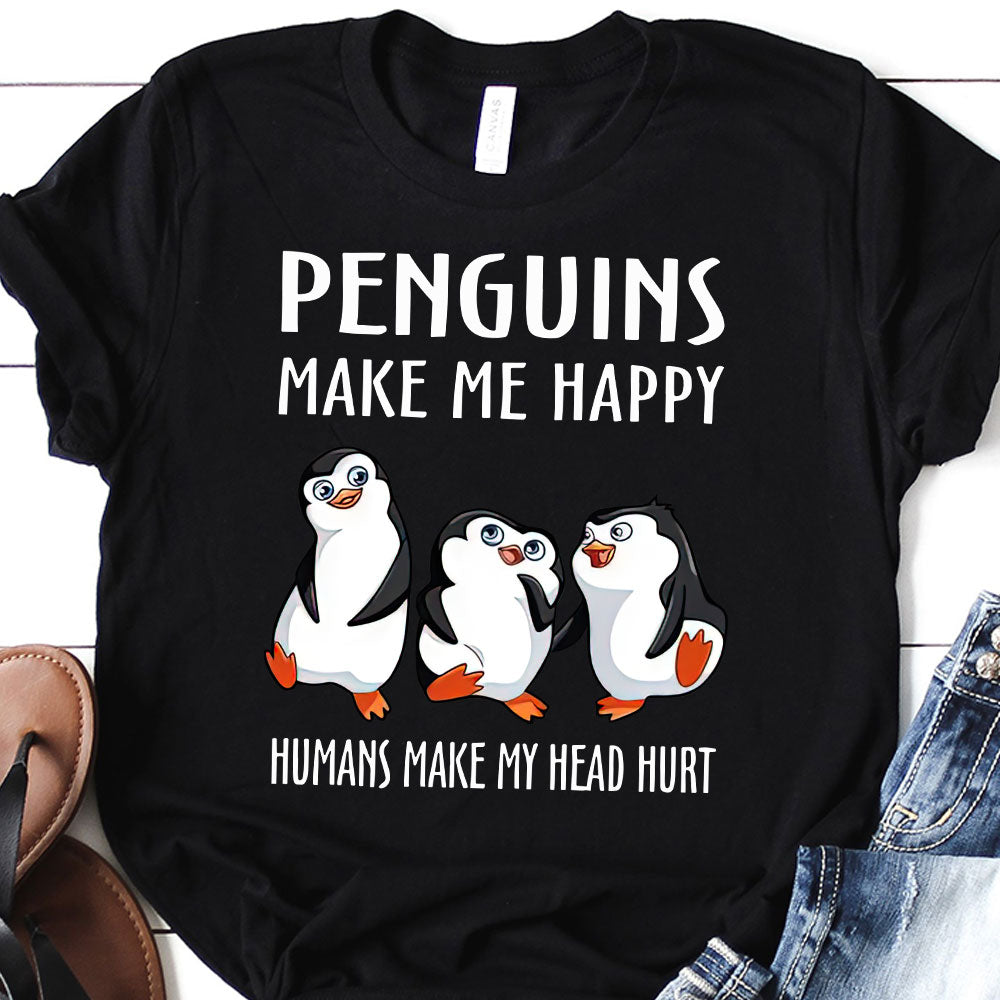 Penguin Makes Me Happy Quaz2610005Z Dark Classic T Shirt