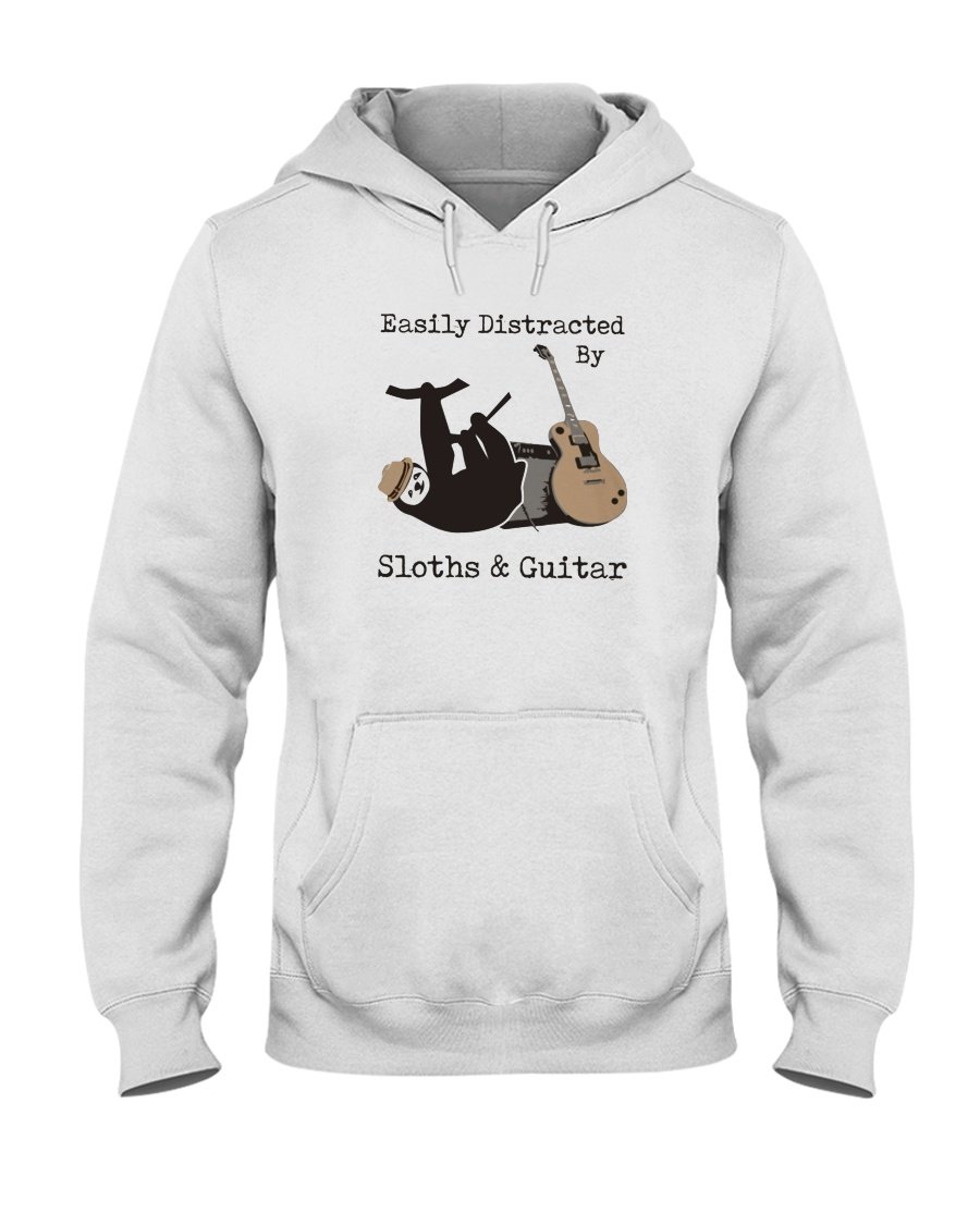 Easily Distracted By Sloths And Guitar Gift For Guitar Lovers Standard Hoodie