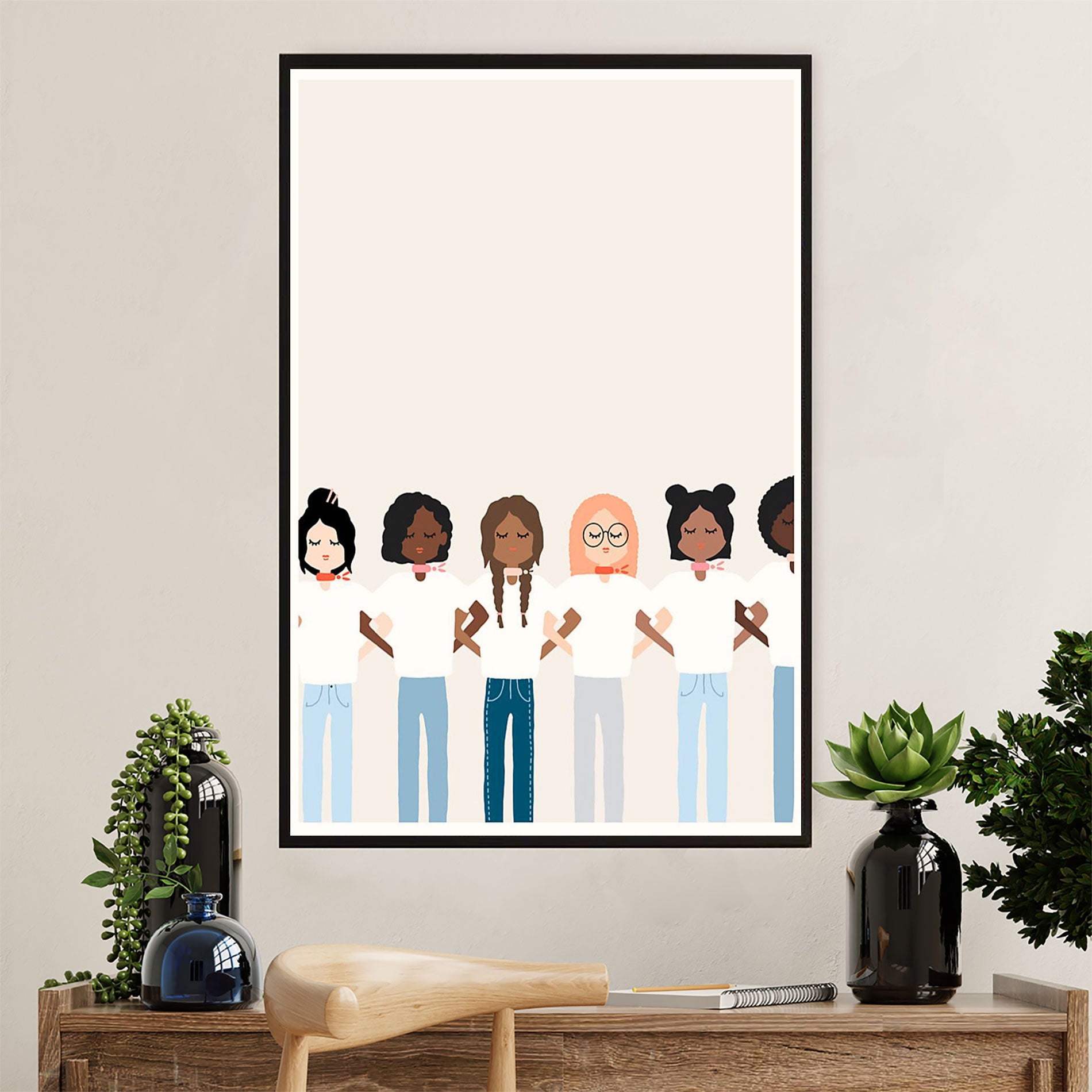 African American Afro Poster Prints | Girls With Different Colors | Wall Art Gift For Black Girl