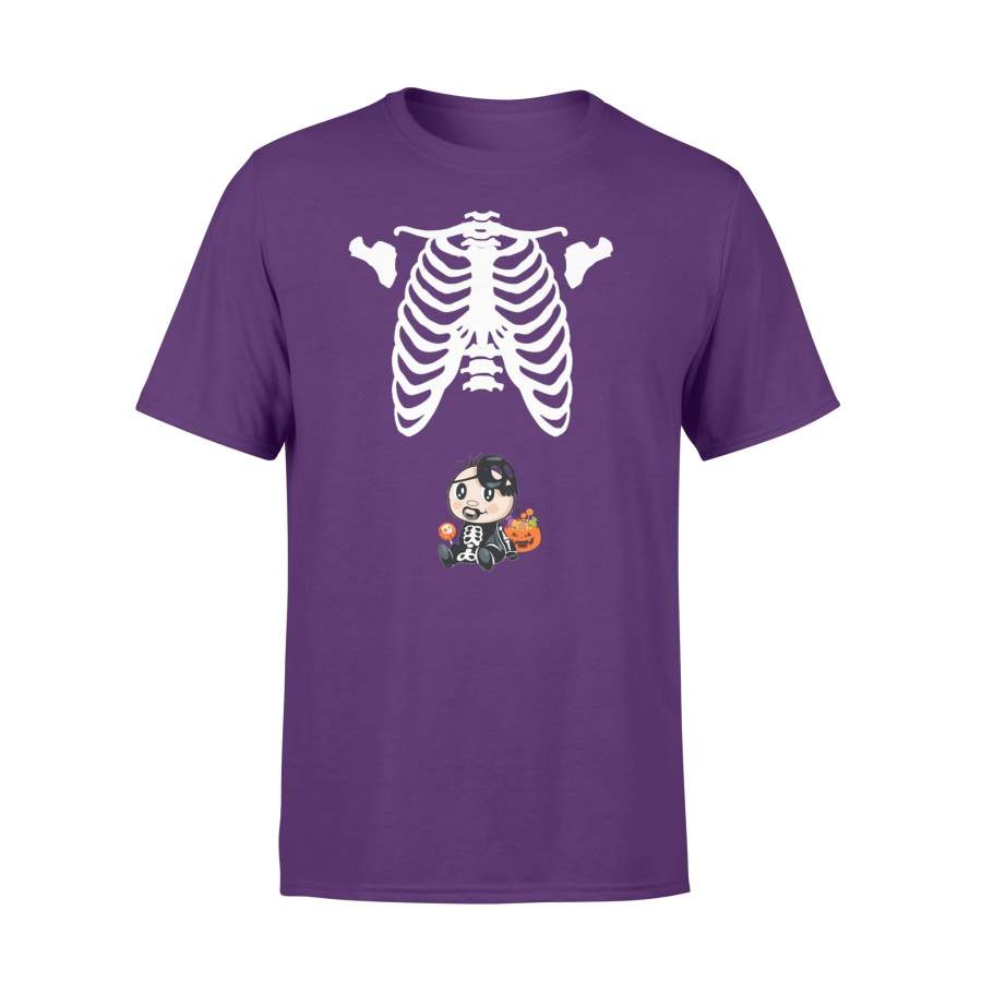 Baby Skeleton With Candy Halloween Maternity T-shirt