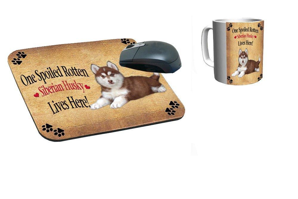 Spoiled Rotten Siberian Husky Puppy Dog Mug & Mousepad Combo Gift Set