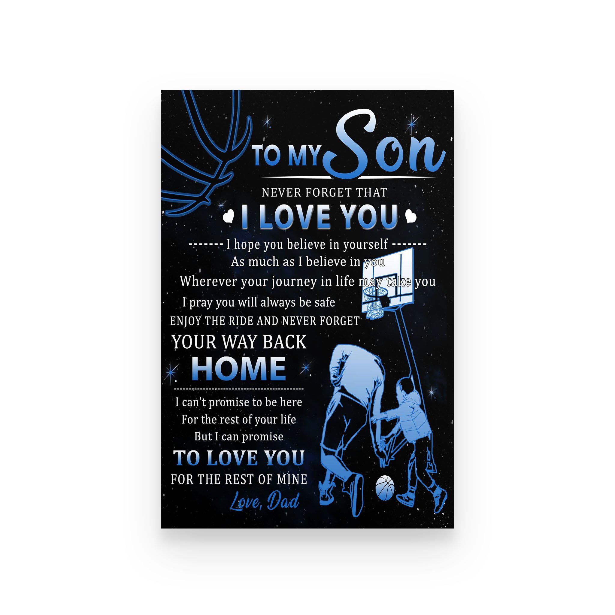 Basketball poster dad to son never forget that I love you