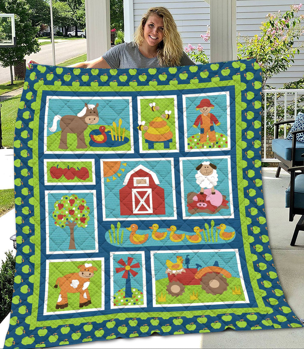 Viticstore™ 3D All Over Printed Animals Quilt – Green Farm &  Animals- Soft Cotton All Size Quilt